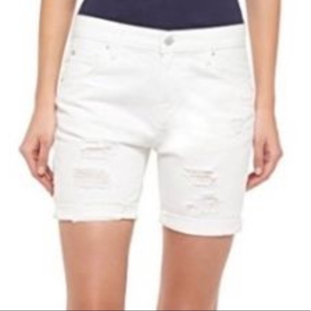 Sale⭐️White Denim Distressed Boyfriend Shorts - Picture 2 of 8